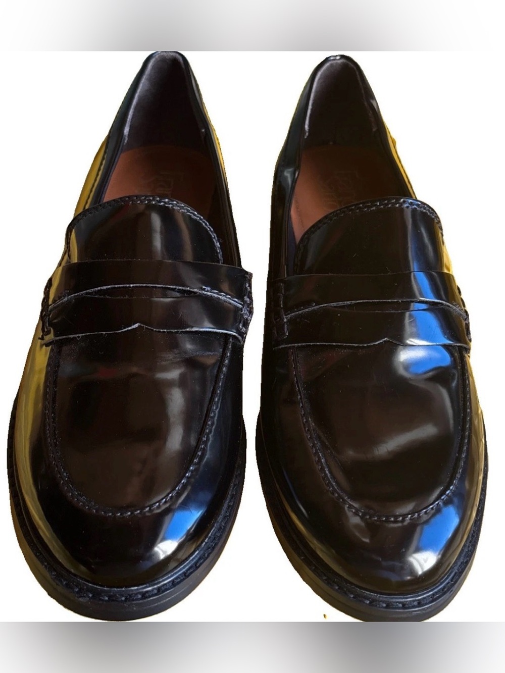 NWOB Franco Sarto Alora Black Patent Leather Penny Loafers Women’s Size 8.5 M